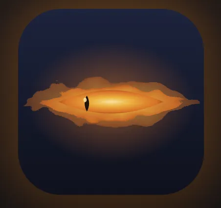 The Eye app icon: a fiery Sauron-style eye on a dark rounded square